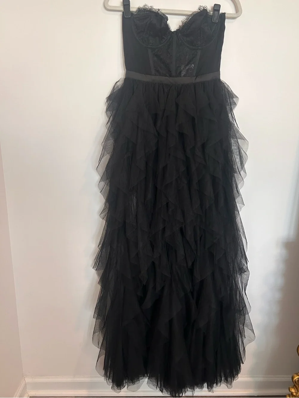 Free People For Love & Lemons Black Tulle Corset Maxi Dress NWT Small - Picture 4 of 16